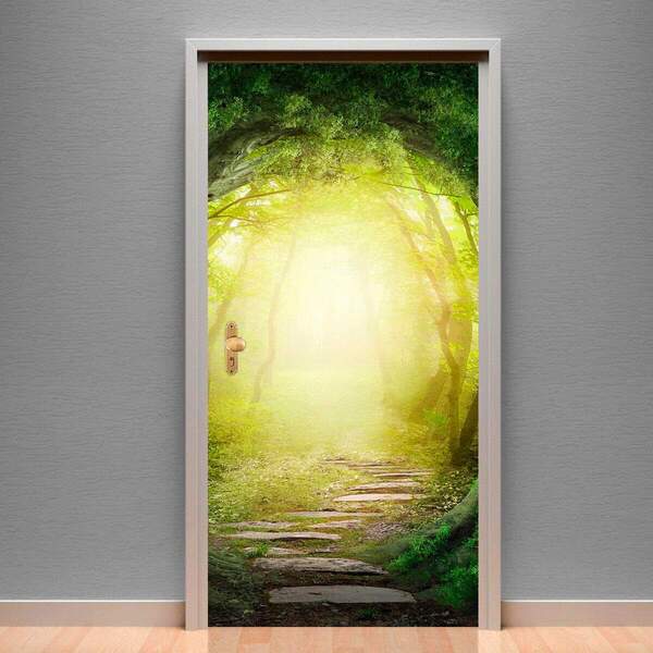 Adesivo Para Porta Paisagem 97 Caminho Na Floresta-93x210cm