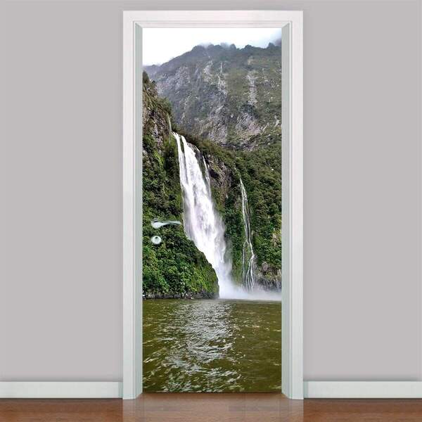 Adesivo Para Porta Paisagem Cachoeira 3-73x210cm