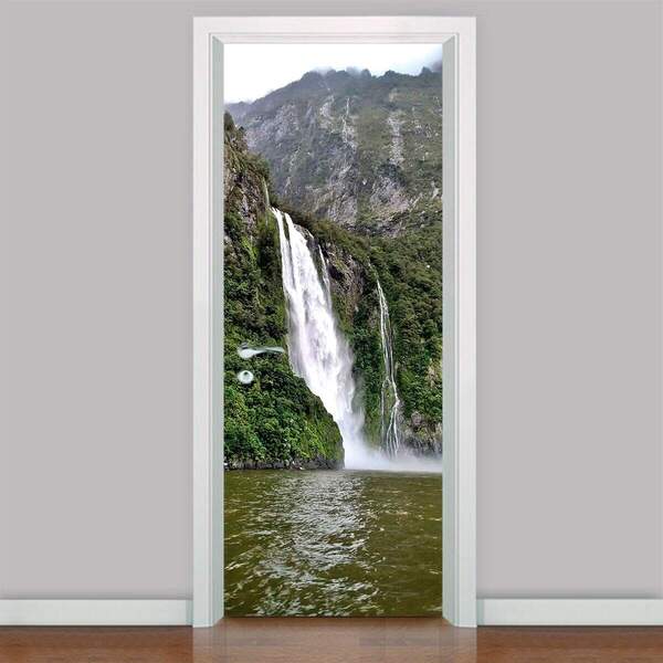 Adesivo Para Porta Paisagem Cachoeira 3-83x210cm
