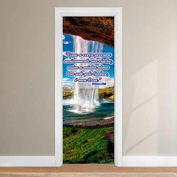 Adesivo Para Porta Paisagem Com Salmo 42-63x210cm