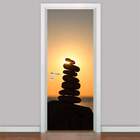 Adesivo Para Porta Paisagem Pedras Meditação-63x210cm