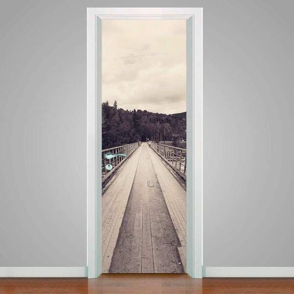 Adesivo Para Porta Ponte De Madeira-83x210cm