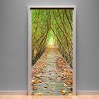 Adesivo Para Porta Ponte De Madeira Na Floresta-93x210cm