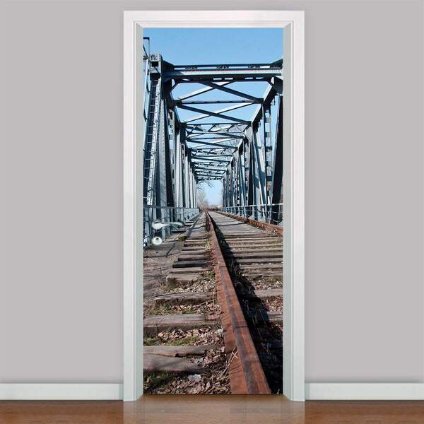 Adesivo Para Porta Ponte Trilhos-83x210cm