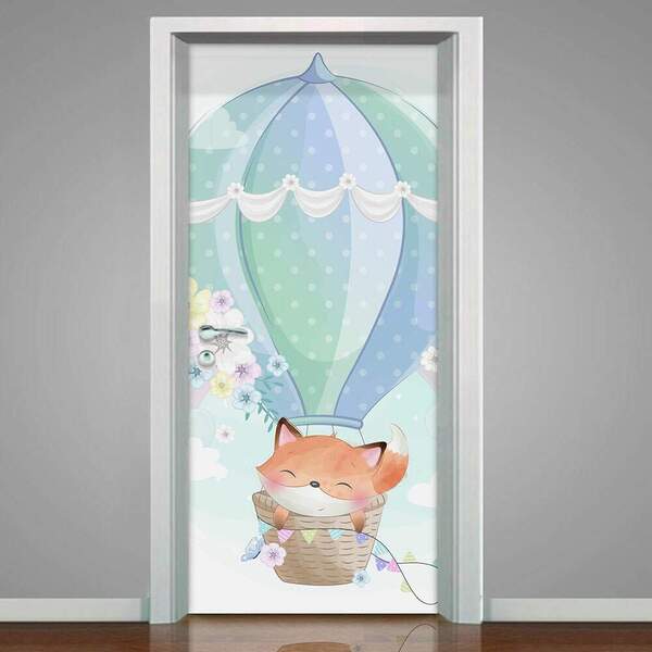 Adesivo Para Porta Raposa Baby No Balão-63x210cm