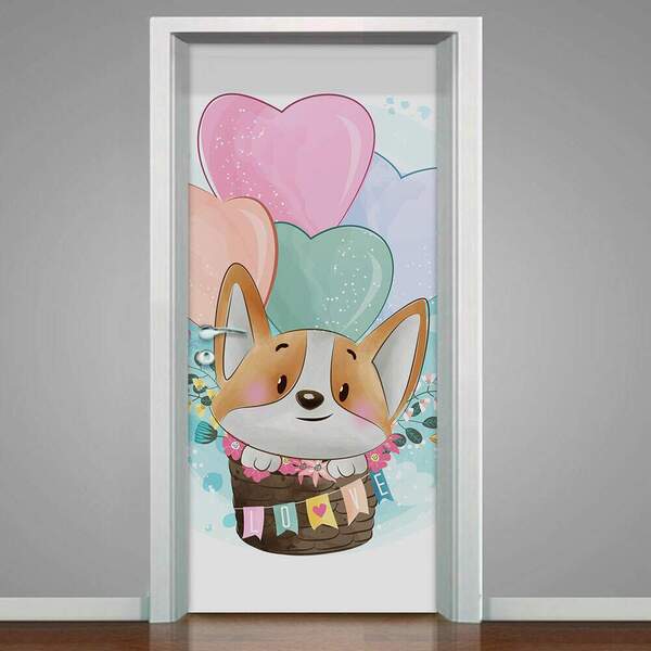 Adesivo Para Porta Raposinha No Balão-73x210cm