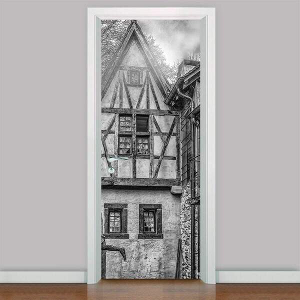 Adesivo Para Porta Retrô Casarão Antigo-73x210cm