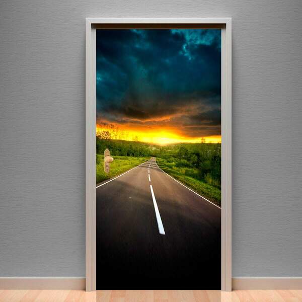 Adesivo Para Porta Rodovia Ao Entardecer-83x210cm