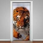 Adesivo Para Porta Tigre Na Água-63x210cm