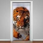 Adesivo Para Porta Tigre Na Água-93x210cm