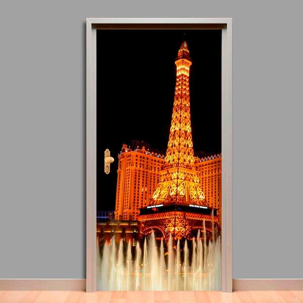 Adesivo Para Porta Torre Eiffel De Las Vegas-83x210cm