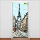Adesivo Para Porta Torre Eiffel Pintura À Óleo-83x210cm