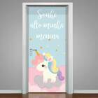 Adesivo Para Porta Unicórnio Com Frase-63x210cm