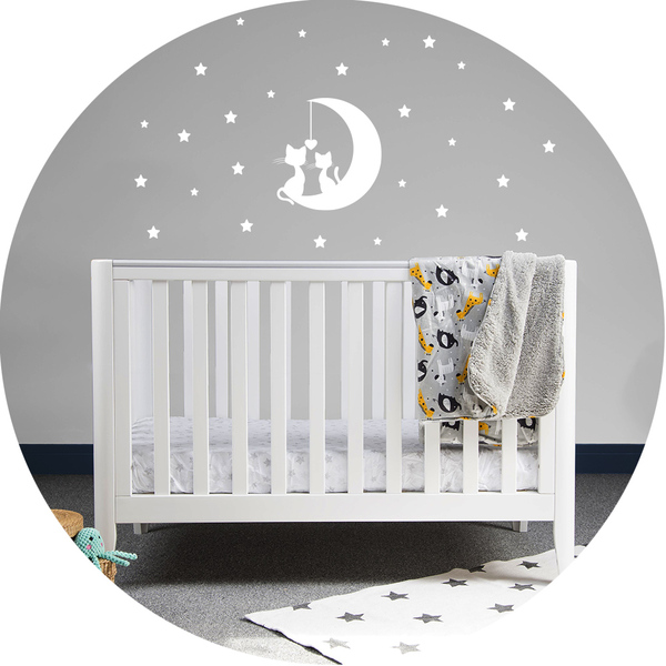 Adesivo Parede Casal De Gatos Gatinhos Na Lua - Cor Branca