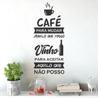 Adesivo Parede Cozinha Frase Café Vinho Wine Taça Xícara