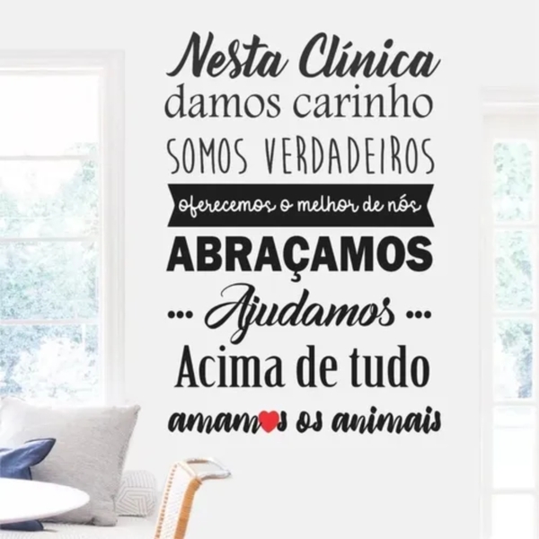 Adesivo Parede Frase Pet Shop Nesta Clínica Amamos Animais