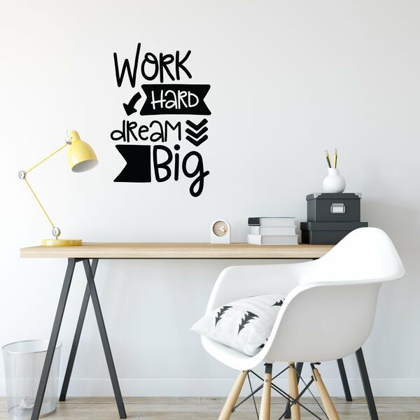 Adesivo Parede Quarto Frase Work Hard