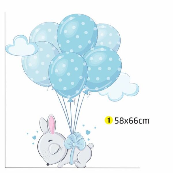 Adesivo Parede Quarto Infantil Coelhinha Balão 58x66
