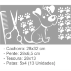 Adesivo Parede Vinil Pet Shop Cachorro Tesoura Patas Pente