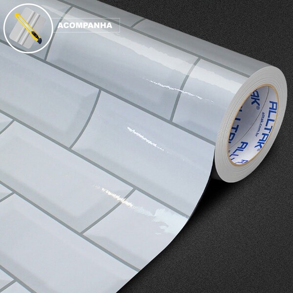 Adesivo Paredes Metro Branco Brilho 100x120cm - Alltak