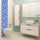 Adesivo Pastilhas Liso Azul e Branco Aquário 25x25 cm com 10un