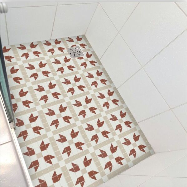 Adesivo Piso Box Antiderrapante Lavável Pastilha Flor Castanho