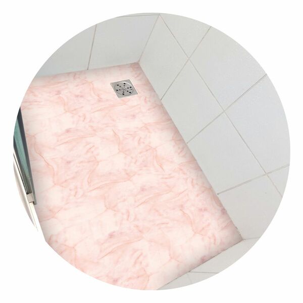 Adesivo Piso Box Mármore Rosa Antiderrapante - 1,20 X 0,80 Me
