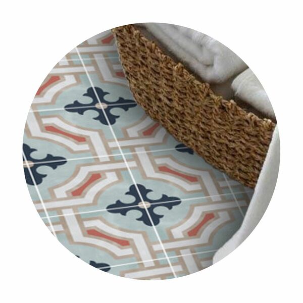 Adesivo Piso De Ladrilho Tons De Azul Lavavel Antiderrapante