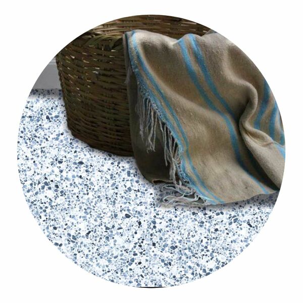 Adesivo Piso Granilito Terrazzo Azul E Branco Antiderrapante