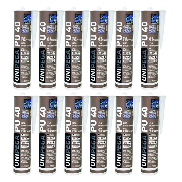 Adesivo Poliuretano Selante Pu 40 Profissional Unipega 12 Peç