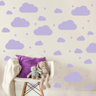Adesivo Quarto Nuvens Roxo 64un para Quarto Infantil