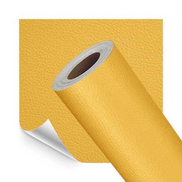 Adesivo Revestimento Em Couro Sintético Amarelo 50x137cm