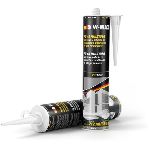 Adesivo Selante Cola Pu40 Multiuso Cinza 360g/212ml W-max