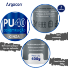 Adesivo Selante PU40 Cinza 400g Argacon Kit 3 Unidades