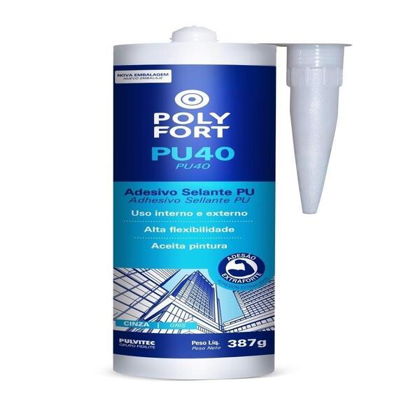 Adesivo Selante Pu40 Pulvitec Polifort Cinza 387g