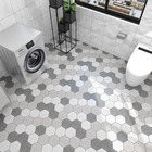 Adesivo Vinilico Lavavel Para Piso Texturizado Hexágono Cinza