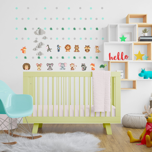 Adesivos De Parede Decorativa Infantil Safari Aquarela - Com