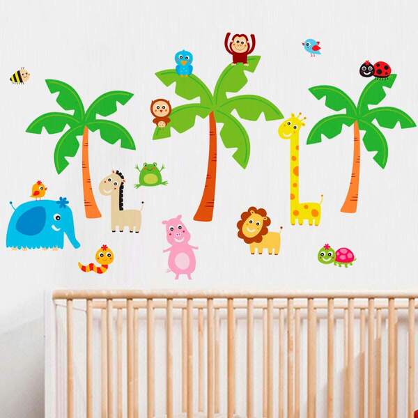 Adesivos De Parede Infantil Safári 3-m 100x60cm