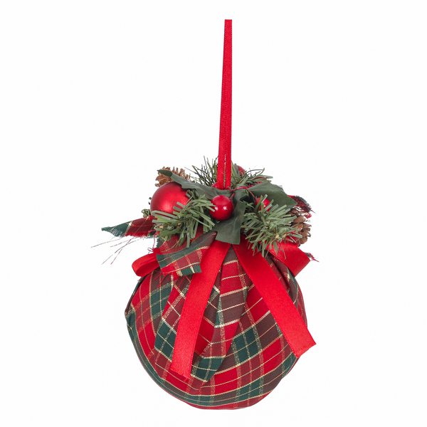 Adorno Bola para Árvore Plástico Vermelho e Verde Escuro 13x38cm Cromus