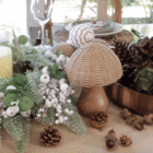 Adorno Cogumelo para Árvore Resina Marrom Claro 20x14x14cm Cromus