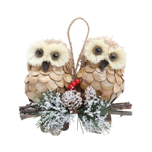 Adorno Corujas para Árvore N/A Vermelho e Preto e Branco 12x7cm Cromus