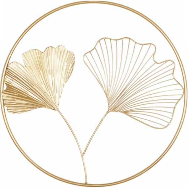Adorno De Parede 45cm Decorativo Em Metal Dourado Mart 13377