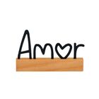 Adorno Decorativo Palavra Amor Em Aço Com Base De Madeira 9 5