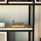 Adorno Decorativo Palavra Amor Em Aço Com Base De Madeira 9 5