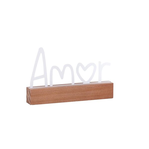 Adorno Decorativo Palavra Amor Em Aço Com Base De Madeira 9 5