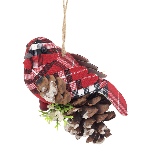 Adorno Pássaro para Árvore Tecido Marrom 17x11cm Cromus