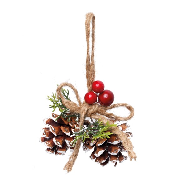 Adorno Pinha para Árvore Plástico Fibra Off White 15x15cm Cromus