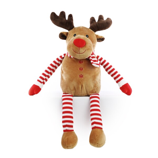 Adorno Rena para Mesa Tecido Vermelho e Ouro 15x12cm Cromus