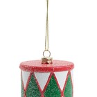 Adorno Tambor para Árvore Plástico Verde e Vermelho 7x6x6cm Cromus