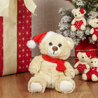 Adorno Urso para Mesa Tecido Marrom e Vermelho 43x26cm Cromus